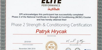 II Stopień Szkolenia National Certificate in Strength & Conditioning